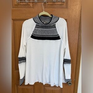 Free People Snow Day shirt womens large long sleeve mock neck thermal tunic